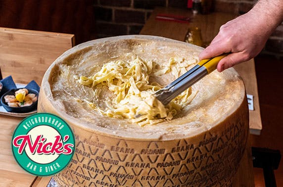 Cheese wheel pasta at Nick’s, Hyndland